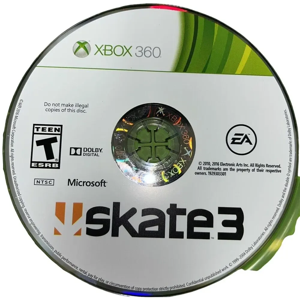 Skate 3 ( Xbox 360, 2010) Disc Only. No Case. No Artwork. Tested.